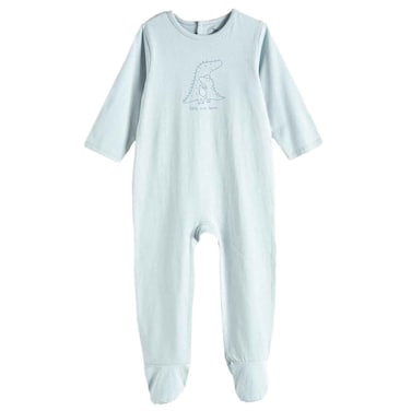 Tex Baby Cotton Printed Footed Romper, Aqua, 9 Months, I274043