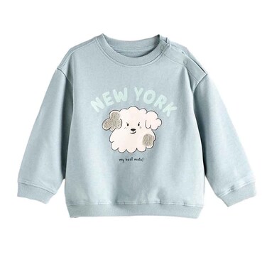 Tex Baby Soft Fabric Printed Sweater Turquoise, 12 Months