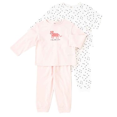 Tex Baby Organic Cotton Printed Pajama Set, Pink,12 Months, I990249