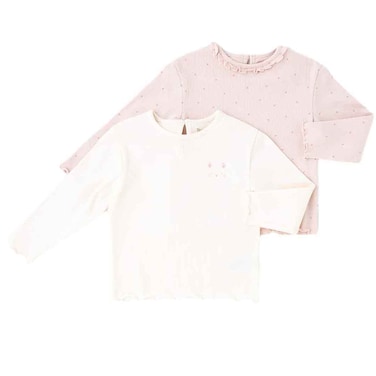 Tex Baby Organic Cotton Ribbed T-Shirt, Off White,  12 Months, I274069