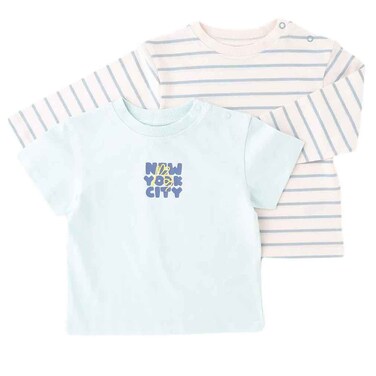 Tex Baby Organic Cotton T-Shirt Set Turquoise, 9 Months