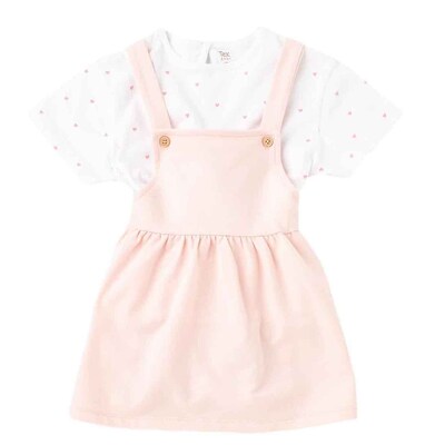 chinese dress ladies Strawberries & Cream Linen Pinafore Dress in Strawberry and Cream 5/6