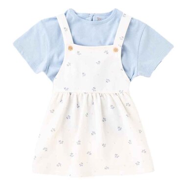 Tex Baby Soft Fabric Pinafore Dress Set Off White, 36 Months