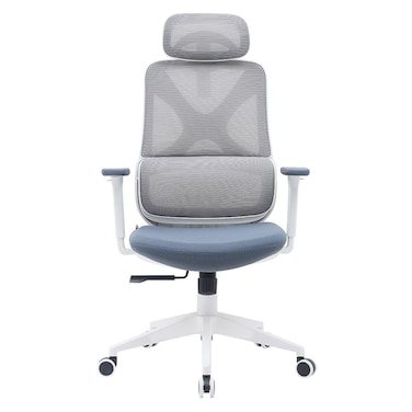 نورواي كرسي مكتب عالي الظهر - رمادي/أبيض