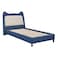 Knight 90x200 Faux Leather Upholstered Kids Bed-Blue &amp; Light Beige