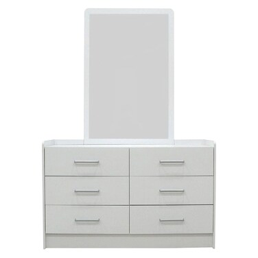 Supreme 6-Drawer Master Dresser with Mirror-White