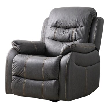 أدريك كرسي استرخاء يدوي من الجلد الصناعي بمقعد واحد - رمادي داكن