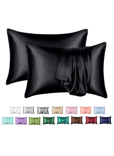 Satin Pillowcase for Hair and Skin Care, Set of 2 Queen Size (51cm x 76cm), Soft Smooth Breathable Silk Pillow Covers, Luxurious Envelop Design