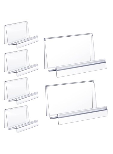 Qunclay 6 Pcs Purse Display Stand Clear Acrylic Wallet Display Stand Purse Holder Handbag Organizer for Bag Phone Cards Store