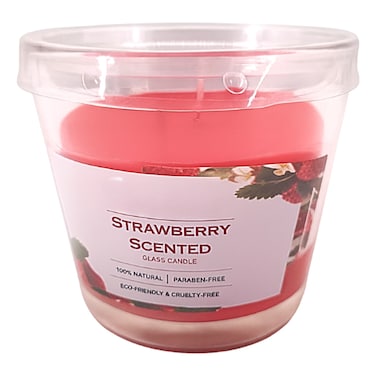 شمعة زجاجية معطرة برائحة الفراولة
