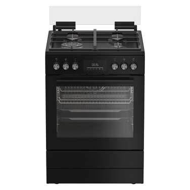 Beko b300 Gas and Electric Cooker FBMT61331XCSL, 60 cm, Cast Iron, Black, 4 Burners