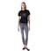 تكس تيشيرت نسائي بأكمام قصيرة، أسود، مقاس صغير
