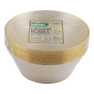 فالكون أوعية تحلية بلمعة ذهبية، 10 قطع