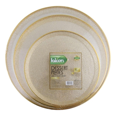 Falcon Golden Glitter Desert Plate, 15 PCS
