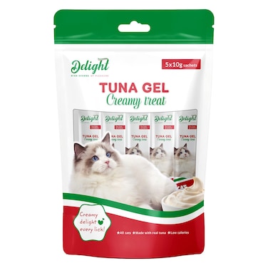 ديلايت وجبة كريمية بنكهة التونة للقطط، 10 غرام حزمة من 5