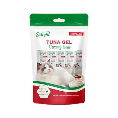Delight Cat Wet Food Creamy Treat Tuna Flavor Gel Snacks, 10g Pack of 5