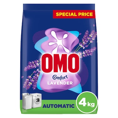 Omo Low Foam Detergent Powder for Automatic Washing Machine, Comfort Lavender, 4kg