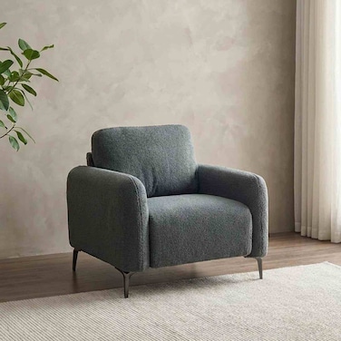 Younes 1 Seater Fabric Sofa - Grey