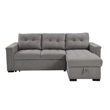 Ramiro Reversible Corner Fabric Sofa Bed-Warm Grey