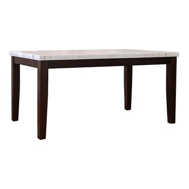 برودي طاولة طعام 6 مقاعد بسطح رخامي - أبيض / جوز داكن