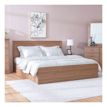 زيركو سرير كينغ 180×200 مع مساحة  تخزين - بلوط بني