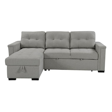 راميرو أريكة سرير زاوية قابلة للعكس من القماش - رمادي فاتح