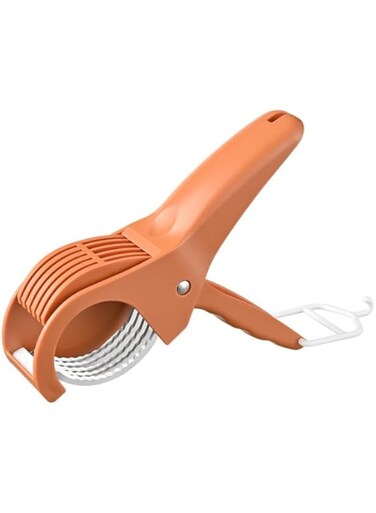 Stainless Steel Vegetable Cutter, Chilly,Onion Cutter With Lock System, Fruit Cutter (Red-brown, 17.5 * 6.2CM)