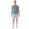 Tex Men Pocket Crew Neck T-Shirt and Plaid Pajama Shorts Set, Khaki, Medium