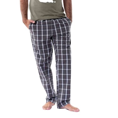 Tex Men Checked Pajama Pants,  Largearge, Anthracite, Large