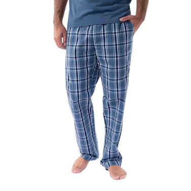 Tex Men Checked Pajama Pants,  Chrome Blue, Medium