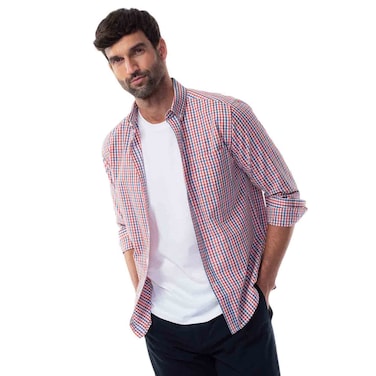 Tex Men Smartwear Regular Fit Checked Long Sleeve Shirt, Navy, I274807, Large