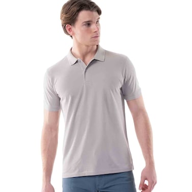 Tex Men Solid Regular Fit Polo T-Shirt,  Stone, Large