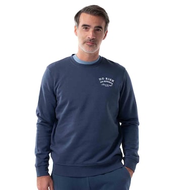 Tex Men Regular Fit Graphic Fleece Sweatshirt,  Indigo, I275061, Large