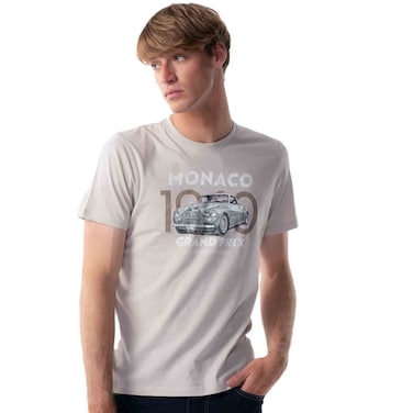Tex Men Regular Fit Essential T-Shirt, Stone, Large