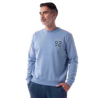 Tex Men Regular Fit Graphic Fleece Sweatshirt,  Light Blue, I275061, Large