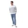 Tex Men Striped Quarter-Zip Long Sleeve Pullover,  Off White, Large
