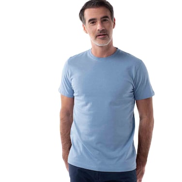 Tex Men Regular Fit Essential T-Shirt, Light Blue, Large