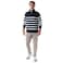 Tex Men Horizontal Striped Quarter-Zip Long Sleeve T-Shirt,  Navy, XXL