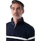 Tex Men Horizontal Striped Quarter-Zip Long Sleeve T-Shirt,  Navy, XXL