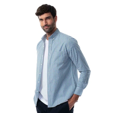 Tex Men Smartwear Regular Fit Checked Long Sleeve Shirt, Green, I274807, Medium