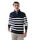 Tex Men Horizontal Striped Quarter-Zip Long Sleeve T-Shirt,  Navy, XL