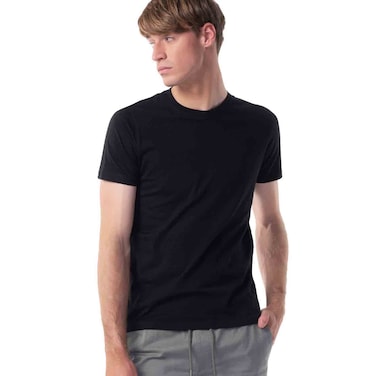 Tex Men Organic Cotton Regular Fit T-Shirt, Black, Medium