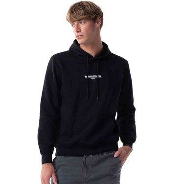 Tex Men Printed Regular Fit Pullover Hoodie,  Black, Small