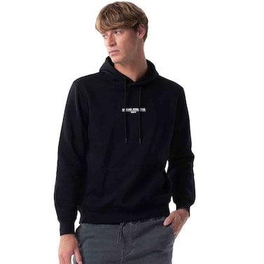 Tex Men Printed Regular Fit Pullover Hoodie,  Black, XL
