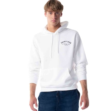 Tex Men Printed Regular Fit Pullover Hoodie,  Off White, XXL