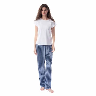TEX Women Striped Pajama Pants Set, I273947, Blue, M