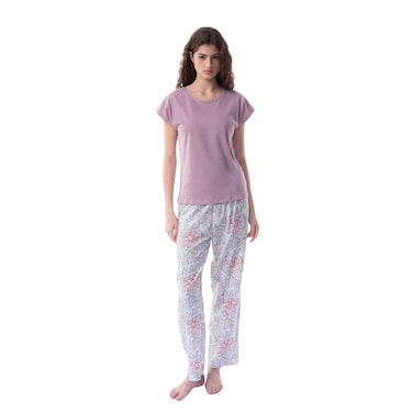 TEX Women Striped Pajama Pants Set, I273947, Pink, XS
