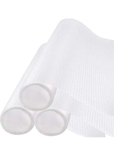 3 Rolls 45 x 150cm Shelf Liner for Kitchen Non-Adhesive Drawer Mats, Non-Slip Food Grade EVA Drawer Liner, Stain-Proof Liner for Shelf, Refrigerator, Cupboard, and Desk