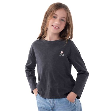 Tex Girls Printed Full T-Shirt, Anthracite Dark, 5 to 6 Years, I993948