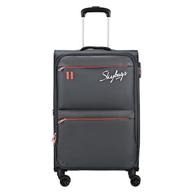 Skybags Charm 8 Wheel Luggage Soft Trolley, Grey, 68cm